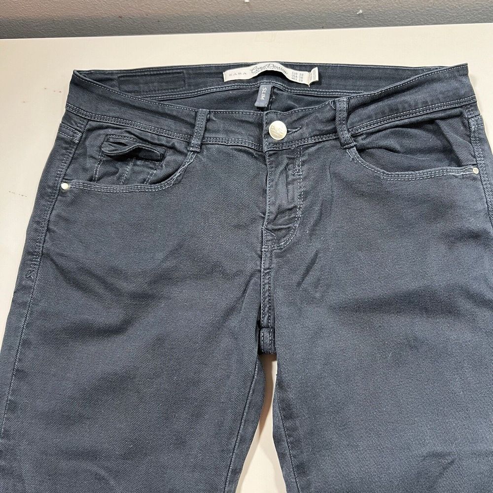 Zara Trafaluc Core Denim Slim Fit Gray Jeans Womens Size 6 EUR 38 Low Rise Pants